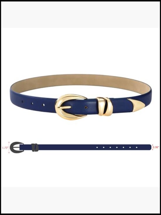 Faux Leather Belt with Gold Buckle for Women Medium Fit display picture 3